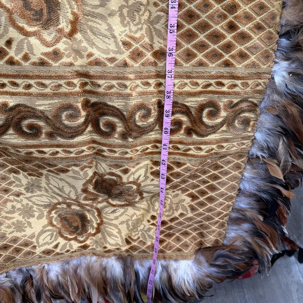Neiman Marcus Baroque Throw , Sofa Chair Table Cover , Wall Hanging W feathers‎